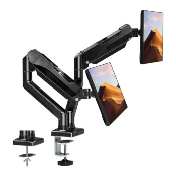 Suporte de Mesa Articulado para 2 Monitores de até 32" Fitter, Ajuste com Pistão a Gás, VESA, Preto - F16