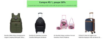 50% OFF em Mochilas e Malas - Amazon
