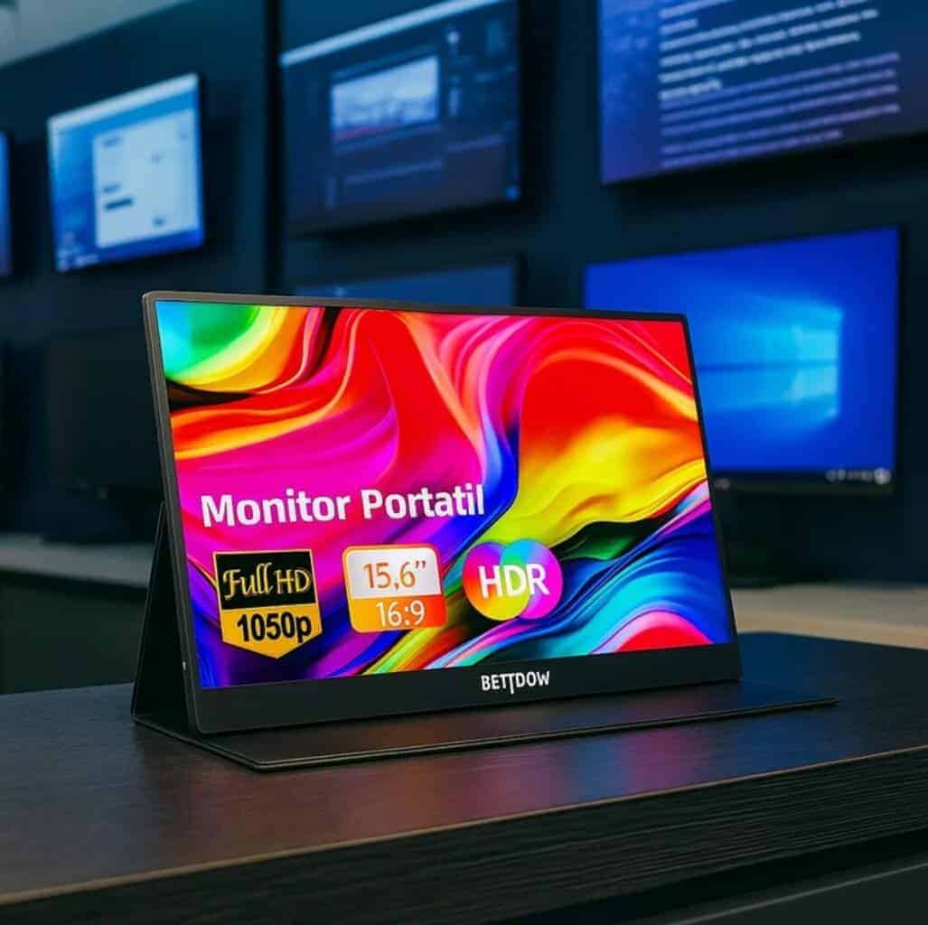 Bettdow Monitor Portatil 15,6'', FHD 1080P Monitor Portátil Conectado ...