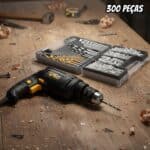 Furadeira De Impacto 550w 3/8 10mm The Black Tools Com Kit 300 Peças Brocas E Buchas