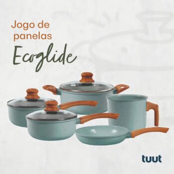 Jogo De Panelas Ceramico Triplo Indução Tuut Ecoglid 5 Peças Cor Marble