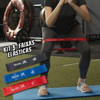 Kit Mini Band Muvin - Faixas Elásticas Circulares Com 3 Tensões - Diferentes Intensidades de Resistência - Elásticos Para Musculação - Exercícios - Força - Treino Funcional - Academia - Ginástica