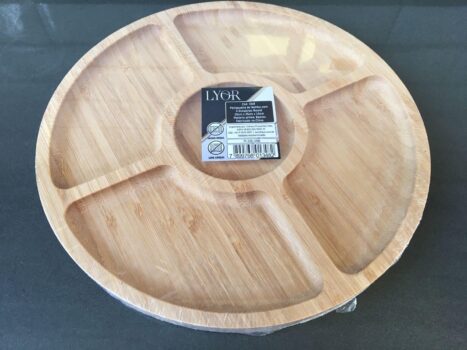 LYOR - Petisqueira de Bambu com 5 Divisórias Round 25cm x 25cm x 1,6cm