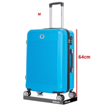 Mala Media De viagem Azul Santino Resistente e Leve Rodas 360° Giratória Bloqueio TSA