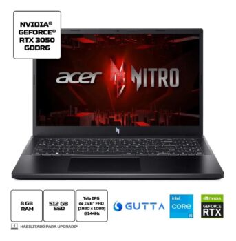 Notebook Acer Nitro V Ci5 15.6 Rtx3050 512gb 8gb Linux+ubook Preto