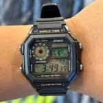 Relógio Casio AE-1200WH-1A Masculino Mundial Quadrado 5 Alarmes Cor da correia Preto