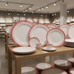 Serviço de Jantar e Café 20 Peças em Porcelana, Decoração Névoa Vermelho, Porcelana Schmidt