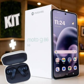 Smartphone Motorola Moto G86 5g + Moto Buds - 256gb 24gb (8gb Ram+16gb Ram Boost) Tela 1.5k Poled, 50mp Sony Camera Ois Moto Ai, Videos Em 4k, Ip68 + Ip69 - Grafite