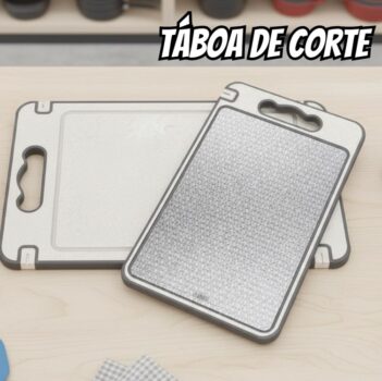Tábua de Corte para Cozinha Dupla Face Aço Inoxidável e PP, Superfície Higiênica para Carnes, Frutas e Vegetais, Afiador Integrado, Base Antiderrapante e Alça Ergonômica PREMIUM - LAGUS IMP.