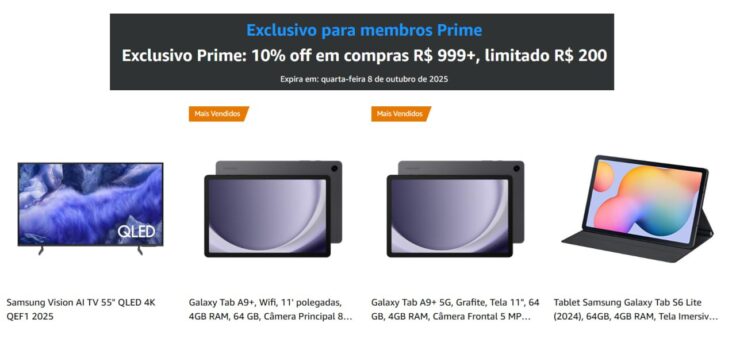 10% OFF em compras R$ 999+, limitado R$ 200 - Amazon