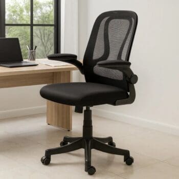 Cadeira De Escritório Diretor Preta Giratória Com Tela Mesh