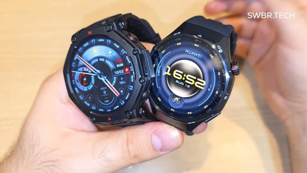 Comparativo Completo: Amazfit T-Rex 3 Pro vs Huawei Watch GT 6 Pro – Qual é o melhor smartwatch premium de 2025?