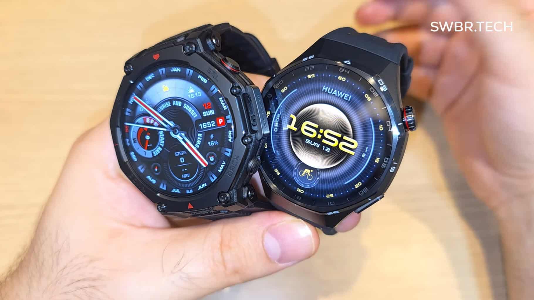 Comparativo Completo: Amazfit T-Rex 3 Pro vs Huawei Watch GT 6 Pro – Qual é o melhor smartwatch premium de 2025?