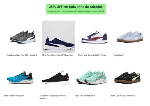 Cupom 25% OFF em toda linha da calçados - Amazon
