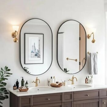 Espelho Retrô Oval 80x50 Grande Moldura Metal Quarto Sala