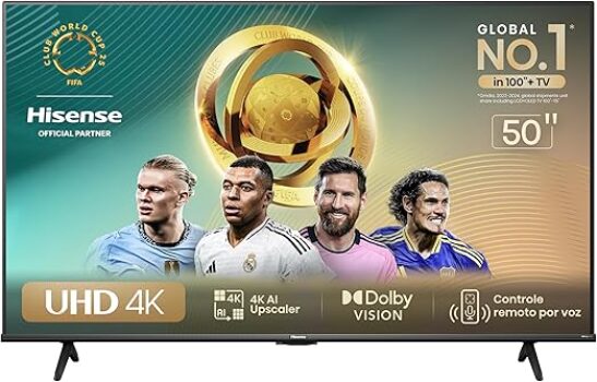 Hisense Smart TV UHD 4K DLED 50" Polegadas 50A6K com HDR10+ Dolby Vision Game Mode Controle por Voz Alexa Built-In AirPlay