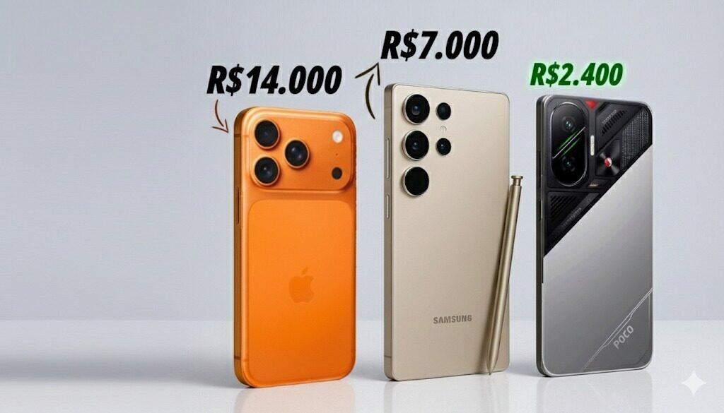 iPhone 17 Pro Max vs Galaxy S25 Ultra vs POCO F7: comparativo definitivo (preço, câmera, desempenho e bateria)