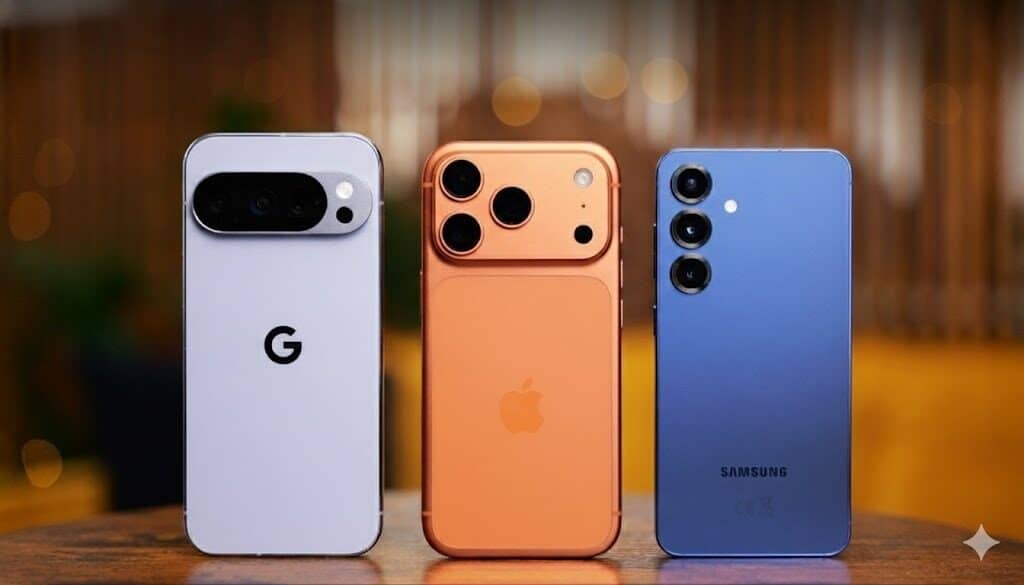 iPhone 17 Pro vs Pixel 10 Pro vs Galaxy S25: comparativo definitivo 2025 (tela, câmeras, desempenho e bateria)