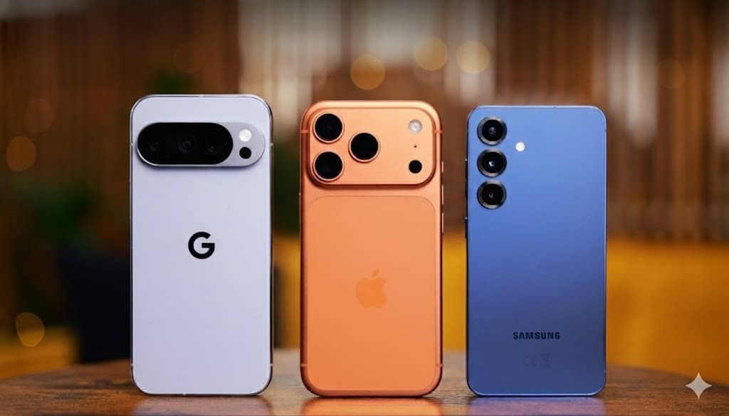 iPhone 17 Pro vs Pixel 10 Pro vs Galaxy S25: comparativo definitivo 2025 (tela, câmeras, desempenho e bateria)