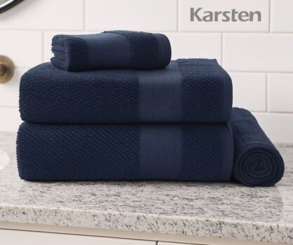 Jogo De Banho Karsten 4 Empire Naval Cor Azul Lisa