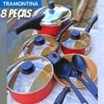 Jogo de Panelas Tramontina Antiaderente - de Alumínio Vermelho 8 Peças Turim 20298/719