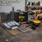 Parafusadeira Furadeira De Impacto Profissional 21v Tb21pw Com Kit Brocas E Buchas 300 Peças The Black Tools