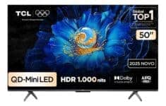Smart TV TCL 50 Polegadas QLED Mini LED 4K C6KS WiFi Bluetooth Google TV HDR10+ Dolby Atmos 50C6KS