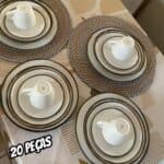 Aparelho De Jantar Canyon Porcelana 20 Peças Tramontina Cor Branco com detalhes Abstratos em Marrom