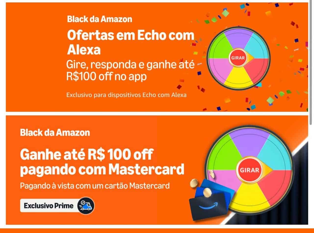 Roleta de Cupons APP Amazon até R$100 OFF