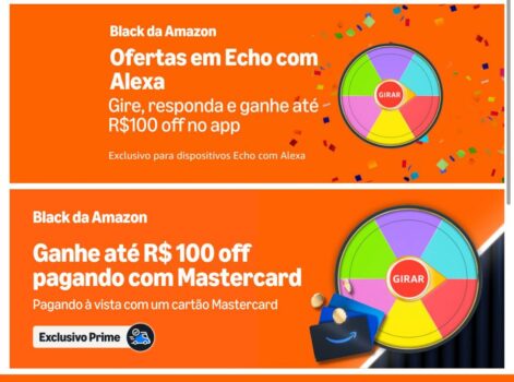 Roleta de Cupons APP Amazon até R$100 OFF
