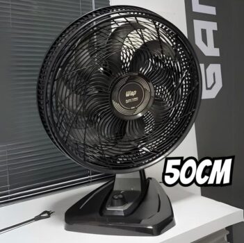 WAP Ventilador de Mesa e Parede 50cm FLOW TURBO, Tecnologia Silenciosa e Econômica, 8 Pás e 3 Velocidades, 180W 127V