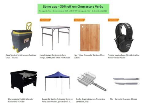 30% OFF em Churrasco e Verão - Amazon