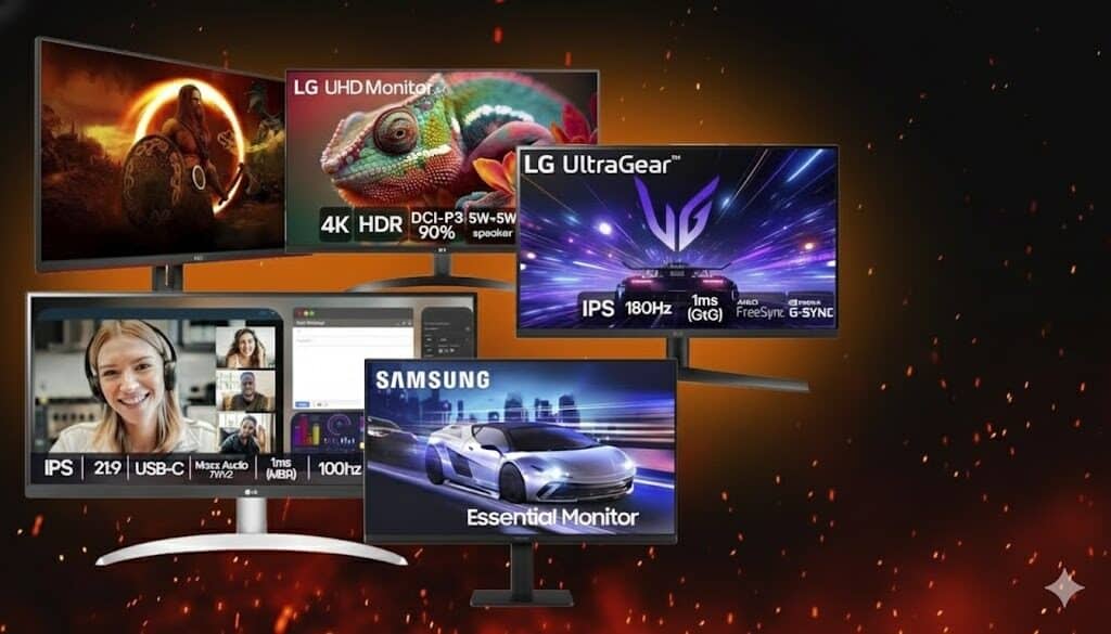 2 em 1 monitor LG UltraGear para jogos com 180Hz, 1ms, G-SYNC, e experiência visual Imersiva.