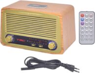 Caixa de Som Portátil Retro, TRC, 212, Pequeno, Dourado/Madeira