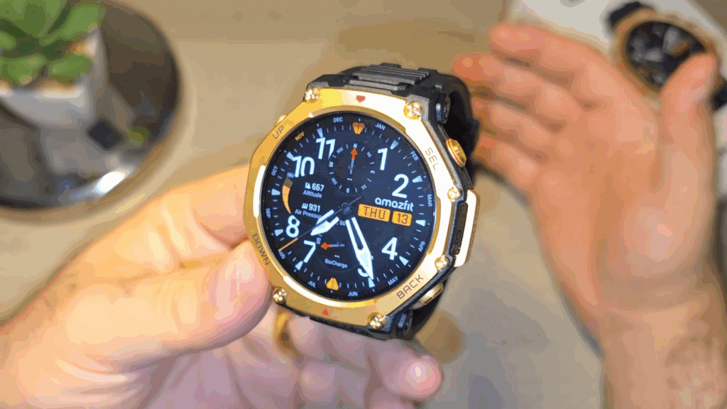 Amazfit T-Rex 3 Pro Atualizado: Nova Versão 3.3.1823 M, Cor Gold e Mais Custo-Benefício para Treinos e Corridas Amazfit T-Rex 3 Pro Gold: O Smartwatch Premium com Titânio e Safira Que Entrega Tudo