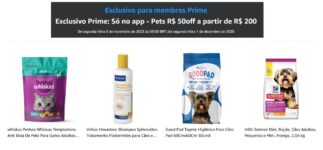 Cupom R$ 50 OFF a partir de R$ 200 Pets - Amazon