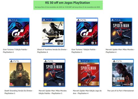 Cupom R$30 OFF em Jogos PlayStation – Amazon