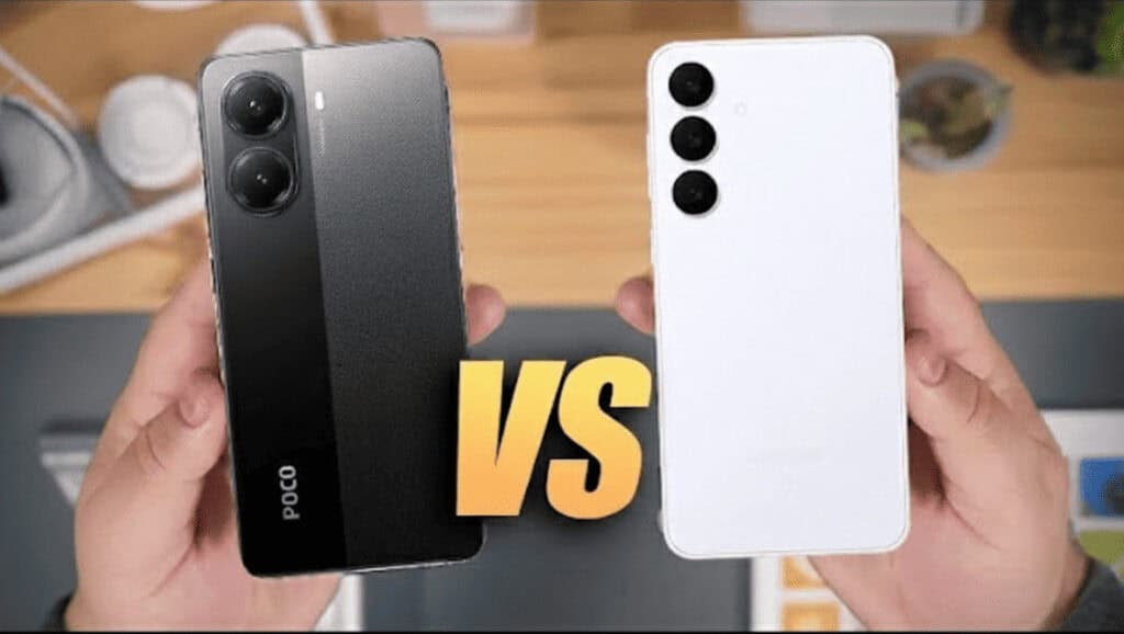 Câmera POCO black vs Xiaomi branco, comparação de smartphones com foco em câmeras.