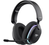 Havit Fone de Ouvido Gamer Five-Mode Fuxi-H7 Black, Sem fio e Com Fio, Wireless 2,4GHz, Bluetooth, USB, Cabo 3,5mm, Falante de 40 mm, Microfone Destacável com Cancelamento de Ruído