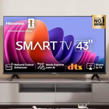 Hisense Smart TV FHD 43" Polegadas 43A4N com DTS Virtual X, Game e Sports Mode, Controle por Voz, Share to TV e Compatível com Alexa