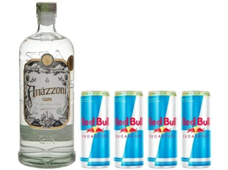 Kit Gin Amázzoni Tradicional 750ml + Bebida - Energética Red Bull Zero Açúcar 250ml 4 Unidades