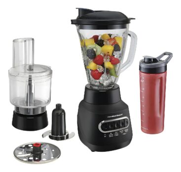 Multiblend 3 Em 1 Hamilton Beach Liquidificador Jarra de Vidro 1,5L Processador 800W Potência Multi Uso Cor Preto Com Copo To Go Função Pulsar Tritura Gelo Lâminas Em Aço Inox