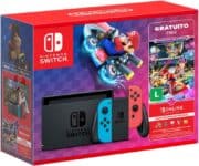 Nintendo, Console + Jogo, Switch Azul e Vermelho, Jogo Digital Mario Kart 8 Deluxe, 3 Meses de Assinatura Nintendo Switch Online