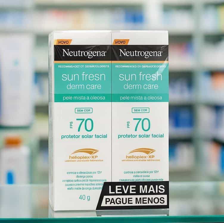 Protetor Solar Facial Para Pele Oleosa Derm Care, FPS 70, Sem Cor, Kit com 2 Unidades de 40g