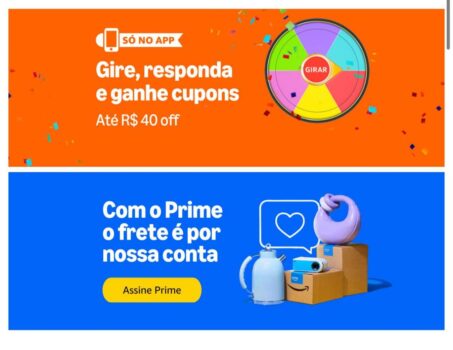 Roleta de Cupons APP Amazon até R$100 OFF
