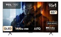Smart TV TCL 65 Polegadas QLED 4K P8K WiFi Bluetooth Google TV 144Hz HDR10+ Dolby Atmos Vision 65P8K