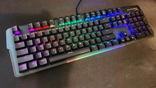 Teclado Mecânico Gamer HyperX Alloy MKW100, RGB, Switch Red, Full Size, US, Preto - 4P5E1AAABA