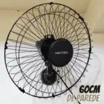 Ventisol Ventilador de Parede Oscilante, 3 Pás Premium, Preto, 60cm, Bivolt