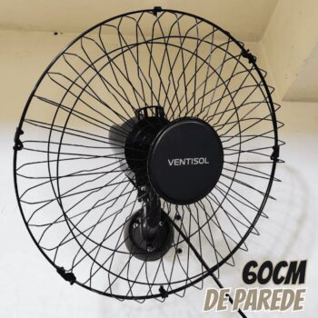 Ventisol Ventilador de Parede Oscilante, 3 Pás Premium, Preto, 60cm, Bivolt