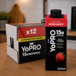 YoPRO Bebida Láctea UHT Morango 15g de proteínas 250ml - 12 unidades